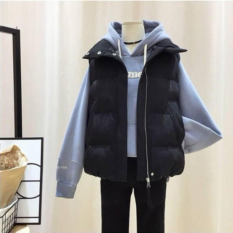 Piumino caldo alla moda di grandi dimensioni da donna corto in stile coreano per studenti autunno e inverno gilet ampio tutto-fiammifero