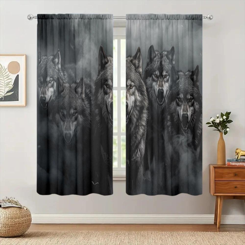 Wolf Pack Printed Curtain for Home Decor - Rod Pocket Window Treatment for Bedroom   Kitchen   Living Room
