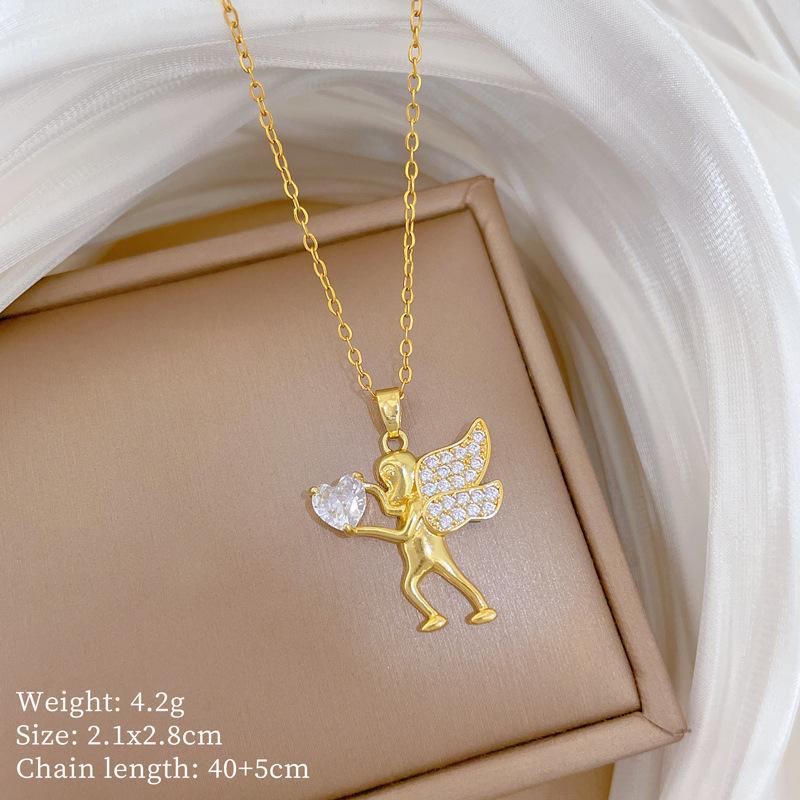 Kupfer-Mikro-Intarsien Leichter Luxus Mode Persönlichkeit Temperament Wunderschöne Voll-Diamant-Halskette Damen Vielseitige Schlüsselbein-Kette Titanstahl