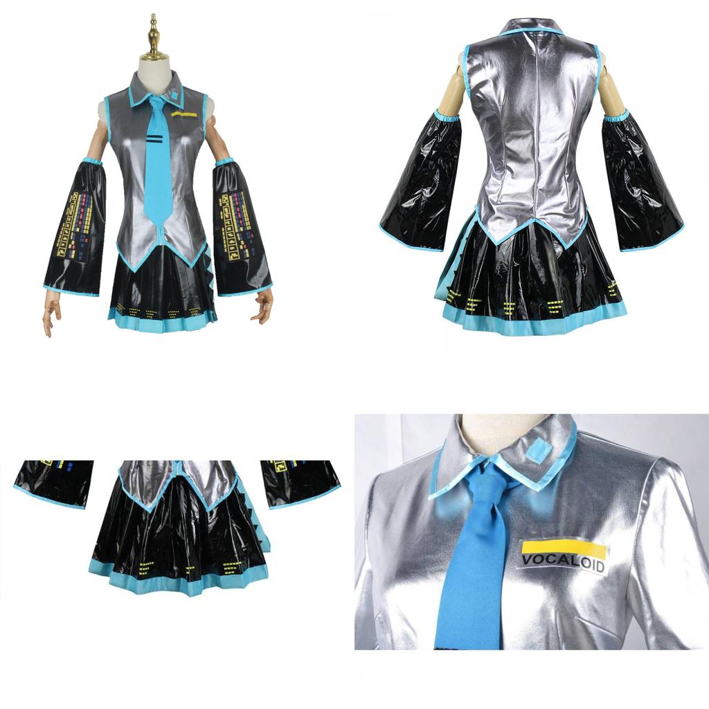 Hatsune Miku Vocaloid Pu Cosplay Top Kleid Krawatten Set für Weihnachtsshow