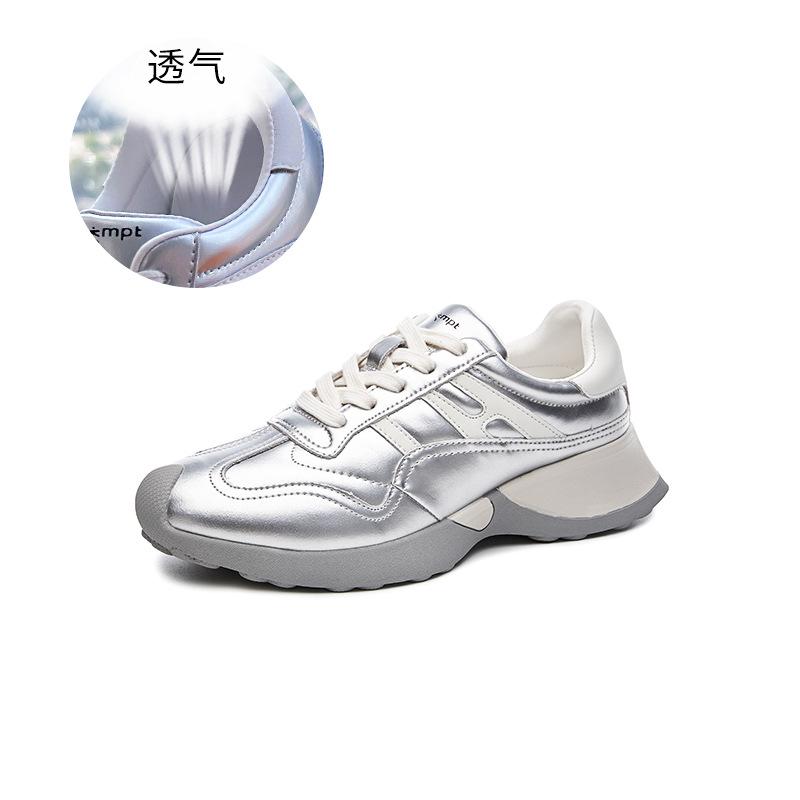 Leather German training shoes for women's 2025 spring new platform-soled sports little white shoes casual versatile Forrest Gump shoes heightening