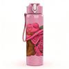 1PC Pink Cowboy Hat Rose Flower 750ml Color Plastic Sports Water Bottle Leakproof Flip Straw Lid Suitable for Sports Office Home Use