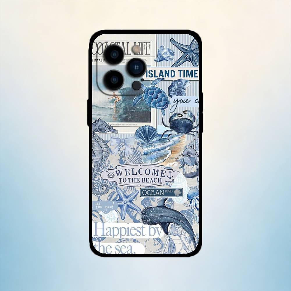 AAA Ocean Sea Turtle  Phone Case For iPhone 17,16,15,14,13,12,11 Plus,Pro Max,XS,Soft Silicone Black Cover