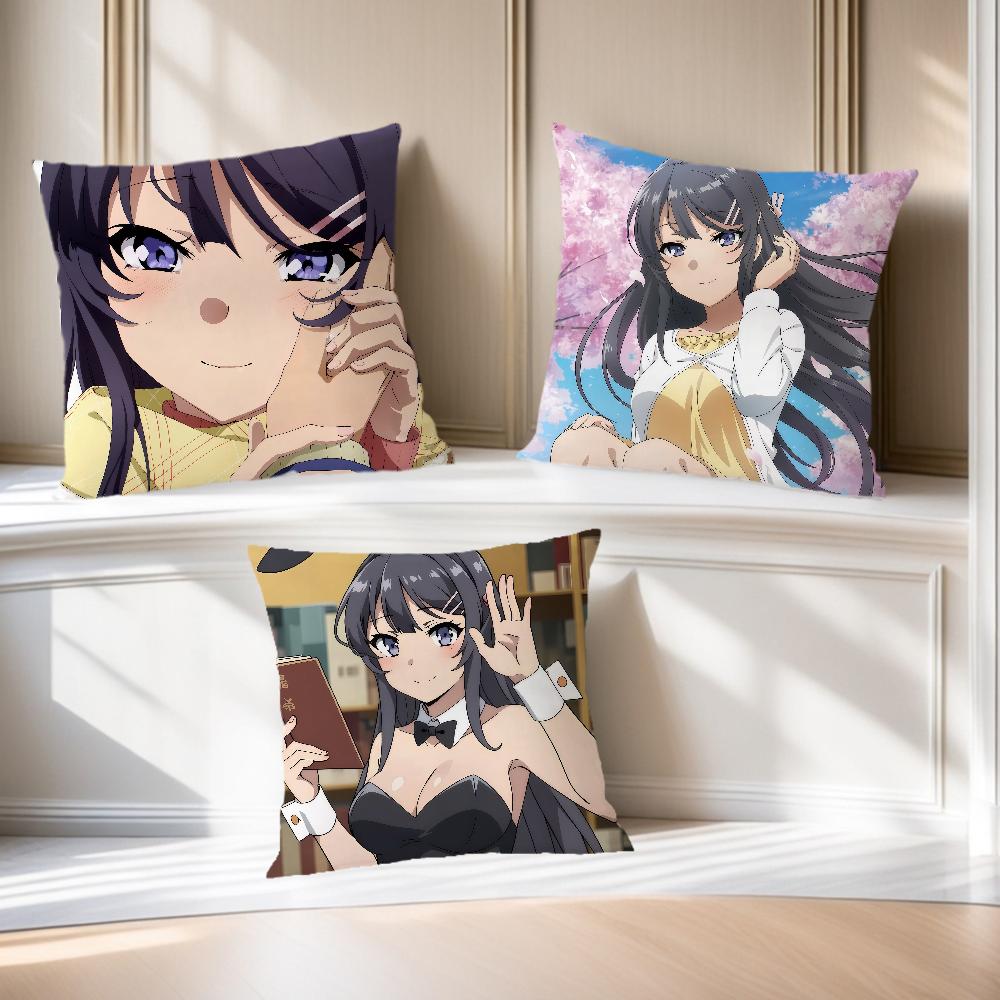 anime girl s-Sakurajima Mai cushion cover Comfortable soft Pillow Case for Sofa Living Room Home office Decor Protective Covers