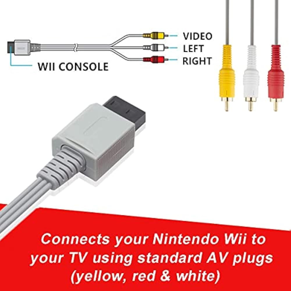 Wii/Wii U AV Cable AV Conversion Cable AV Composite Cable RCA Conversion Adapter Component Termin...