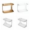 Double Layer Desktop Storage Shelf Transparent Kitchen Storage Box  Desktop Placement