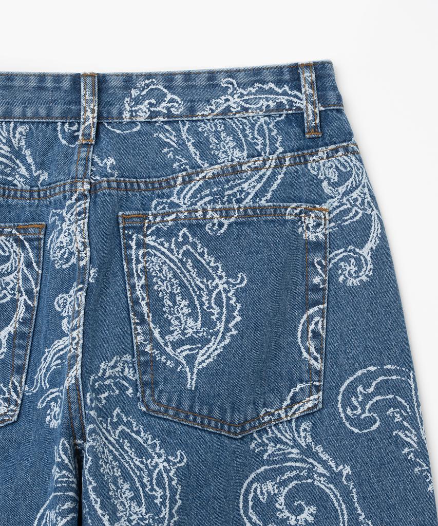 MILLO WOMEN Paisley Wide Jeans [Mid Blue]