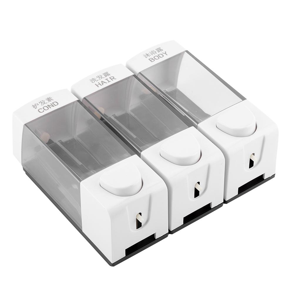 Wall Mounted 3 Chamber Liquid Lotion Shampoo Soap Dispenser Set Bathroom Accessories