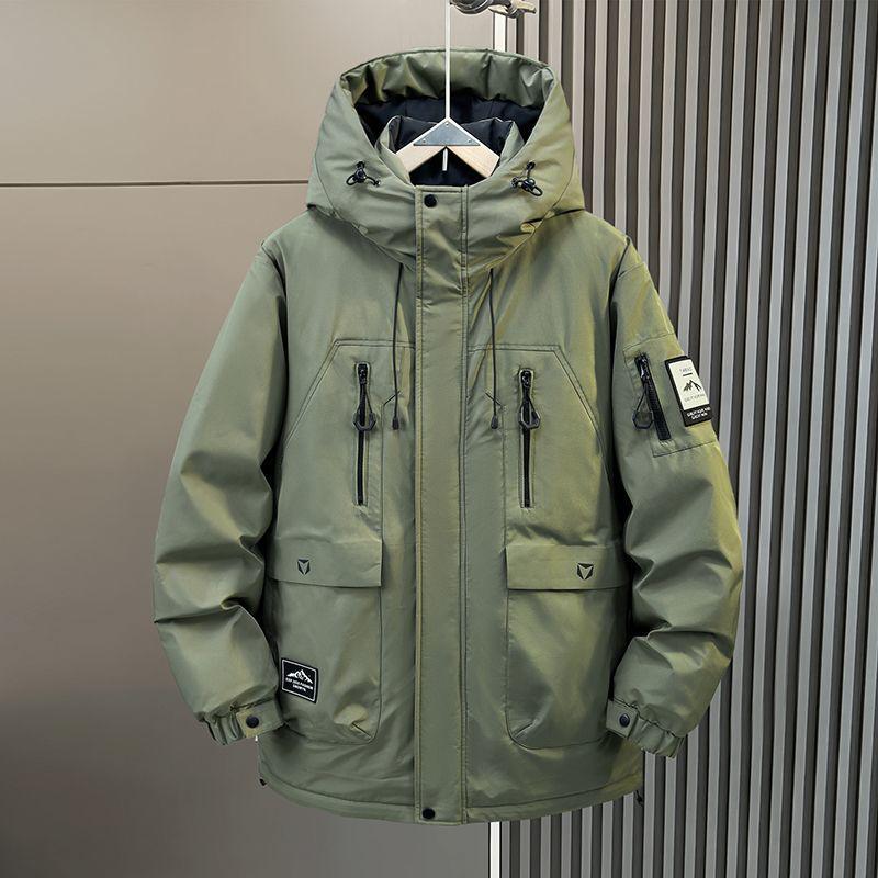 Herren Übergröße Winter Daunenjacke mit Kapuze - Dick, Lässig, Lockere Passform