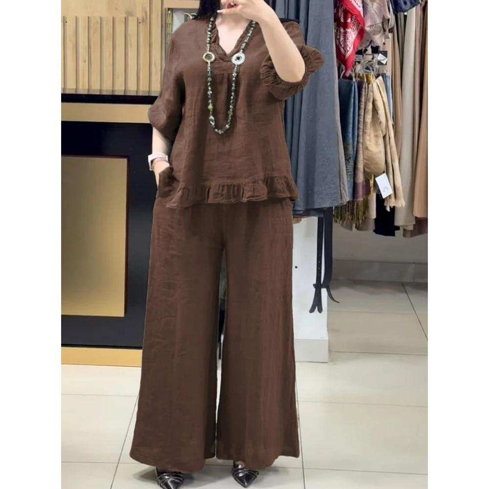 Fashionable Casual Loose Short-sleeved Plus-size Suit for Women