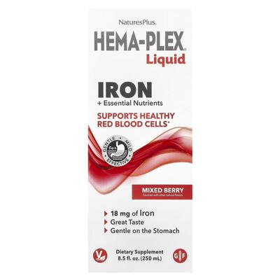 Hema-Plex® Flytende, Jern + Essensielle Næringsstoffer, Blandet Bær, 250 ml (8.5 fl oz)