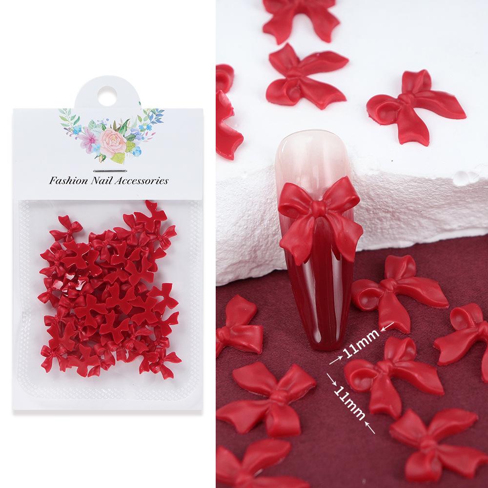 50pcs/lot Black White Bowknot Nail Art Charm Decorations 3D Nail Ornament Jewelry Classic Manicure DIY Resin Accessories