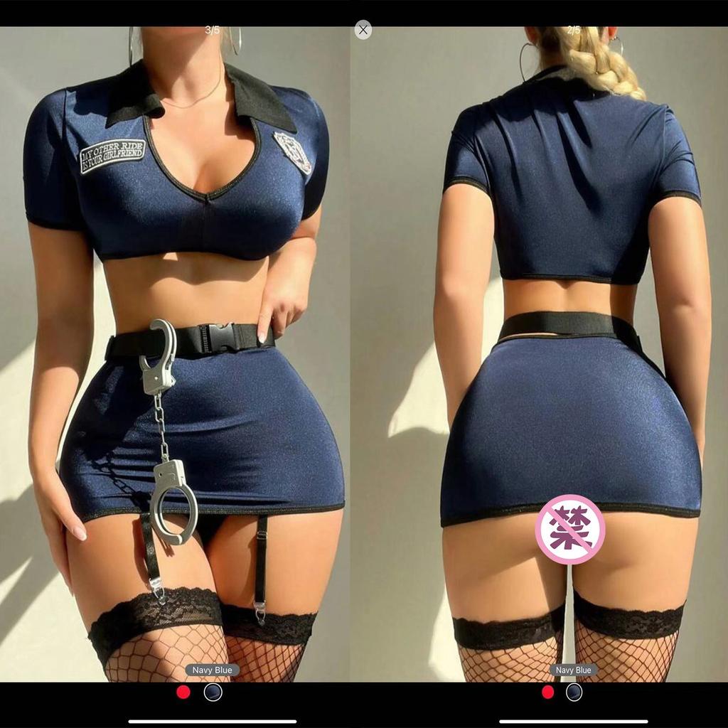 European and American cross-border trade sexy and interesting underwear set, passionate and seductive uniform role-playing Halloween female police...