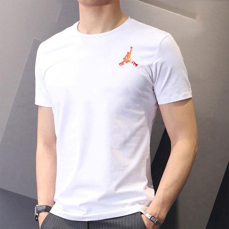 Jordan T Shirts Men's White Crew Neck Moderate Straight Fit DH8967-100