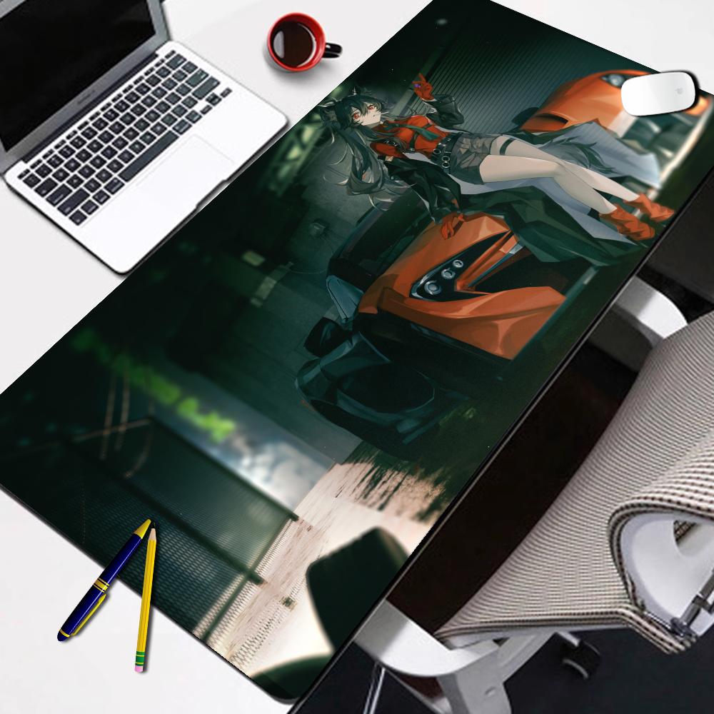 Alfombrilla de Ratón Kawaii Anime Juego Arknights Texas Mousepad Con Borde Cerrado Accesorios de Juego Prime Gaming Alfombrilla de Teclado XXL