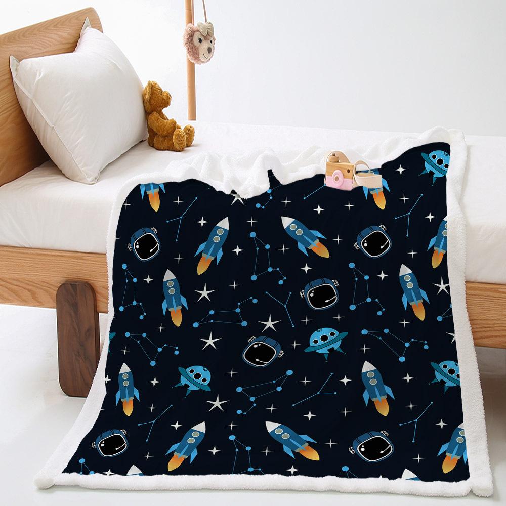 Car Moon Planet Thickened Lamb Fleece Crystal Fleece Blanket Cover Blanket