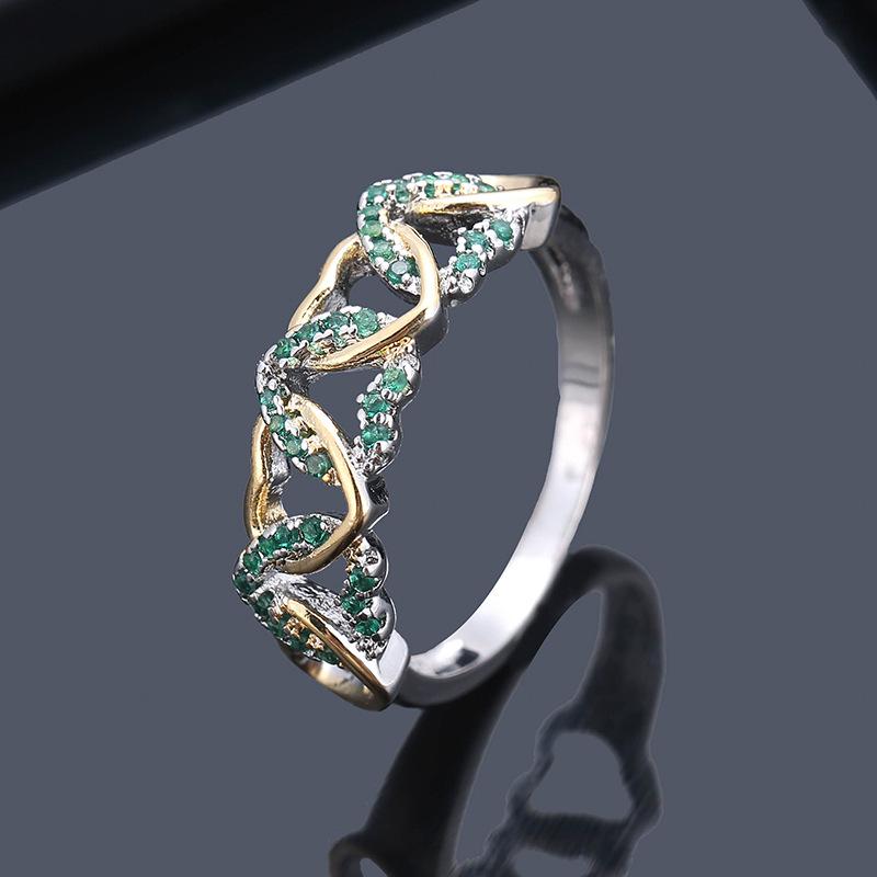 Heart Rhinestone Geometric Metal Ring - European  American Fashion, Simple Couple Design. Size 8