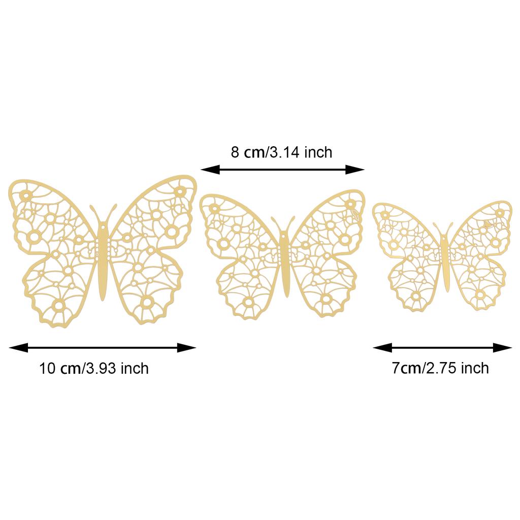 12pack/lot Graceful Lines And Vivid Molding-3D Butterfly Cake Topper For Birthday Party Decoration
