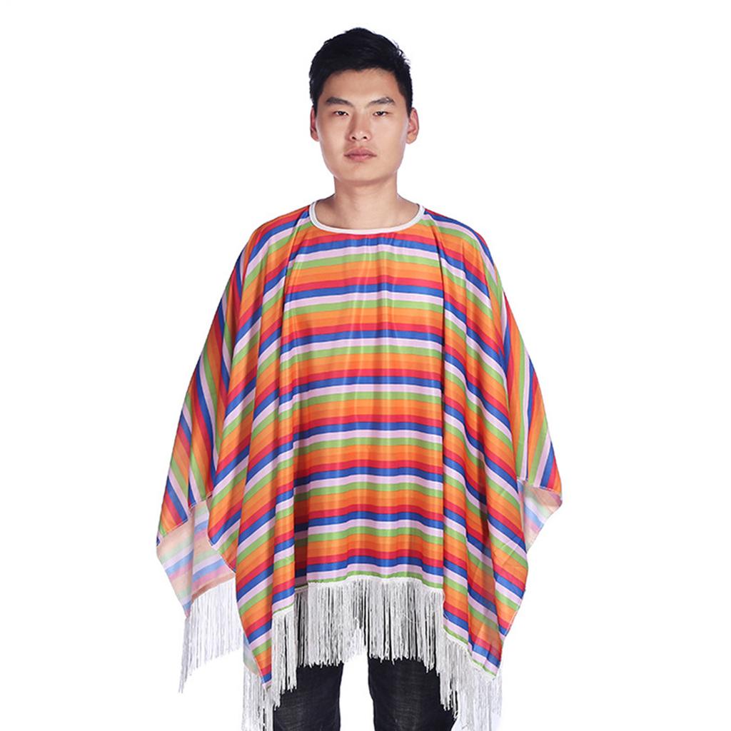 Mexicans Party Outfit for Kids Adult with Poncho Cape Sombrero Hat Sunglasses Maracas and Mustache for Interactive Fun