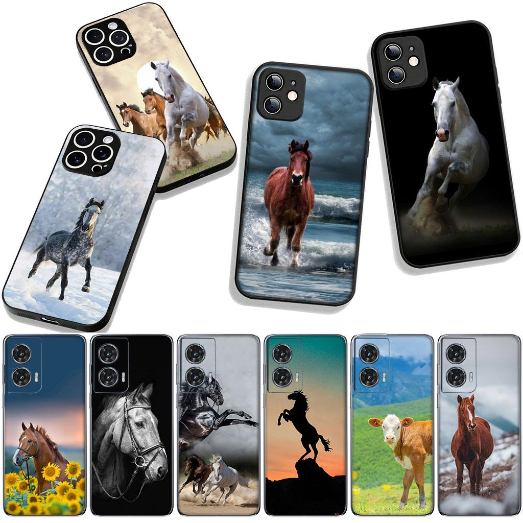 Für Motorola Moto G54 G05 G24 G45 G55 G75 G85 G15 G57 G86 Power Edge 50 30 Ultra Fusion neo Pro Hülle Running Wild Horse Pets