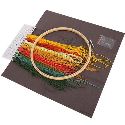 DIY vyšívací sada Květina křížkový steh Nedokončená ruční práce s 20cm obručovým rámem pro začátečníky Domácí dekorace Typ 4