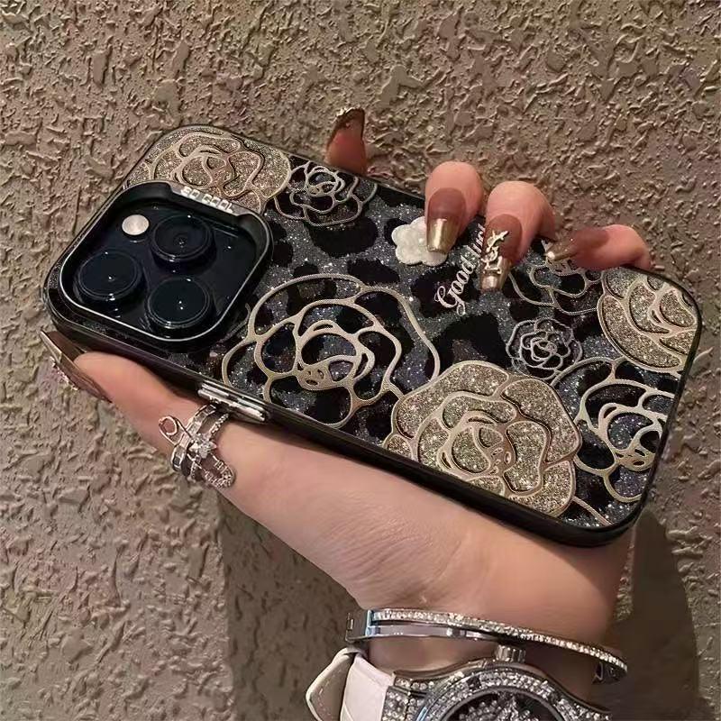 Leopard Print Rose Phone Case for iPhone 17, 16 Pro Max, 15 Pro, 14, 13, 12