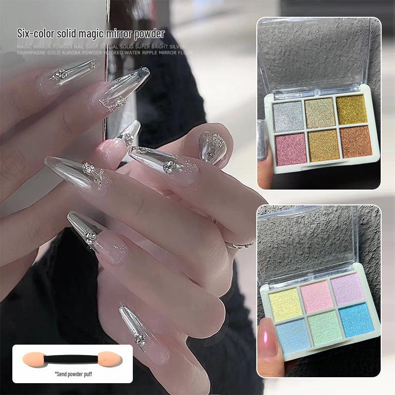 6-Color Iridescent Aurora Nail Art Magic Mirror Powder – Super Bright, Fine Glitter, No Flying Powder