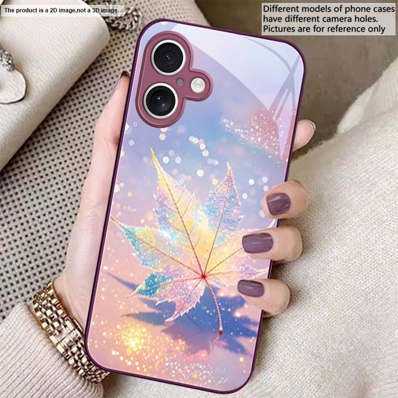 

Green Maple Leaf Texture For iPhone 17 Air 16 E 15 14 13 Plus 12 mini 17 Pro Max 11Pro XR Xs X 7 8 11 Tempered Glass Phone Case iPhone 13 mini