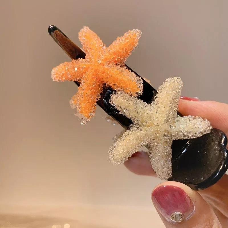 The Latest Elegant Hair Clip Crystal Starfish Crab Hair Big Hair Claw Clip Ponytail Women Hair Accessories