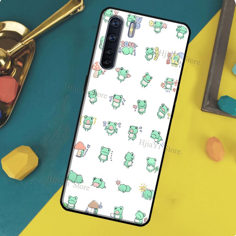 Cute Cartoon Frog Case For OPPO A96 A76 A16 A94 A74 A54 A77 A17 A16 A52 A72 A91 A93 A5 A9 A31 A53 A57s Cover