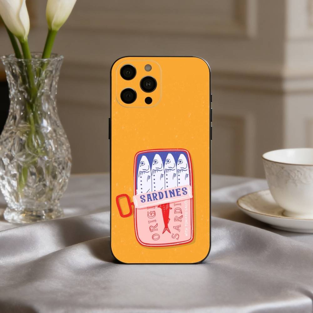 

S-Stripes & S-Sardines Art Phone Case For iPhone 17pro,16,15,14,13,12,11 Plus,Pro Max,XS,Soft Silicone Black Cover iPhone15pro