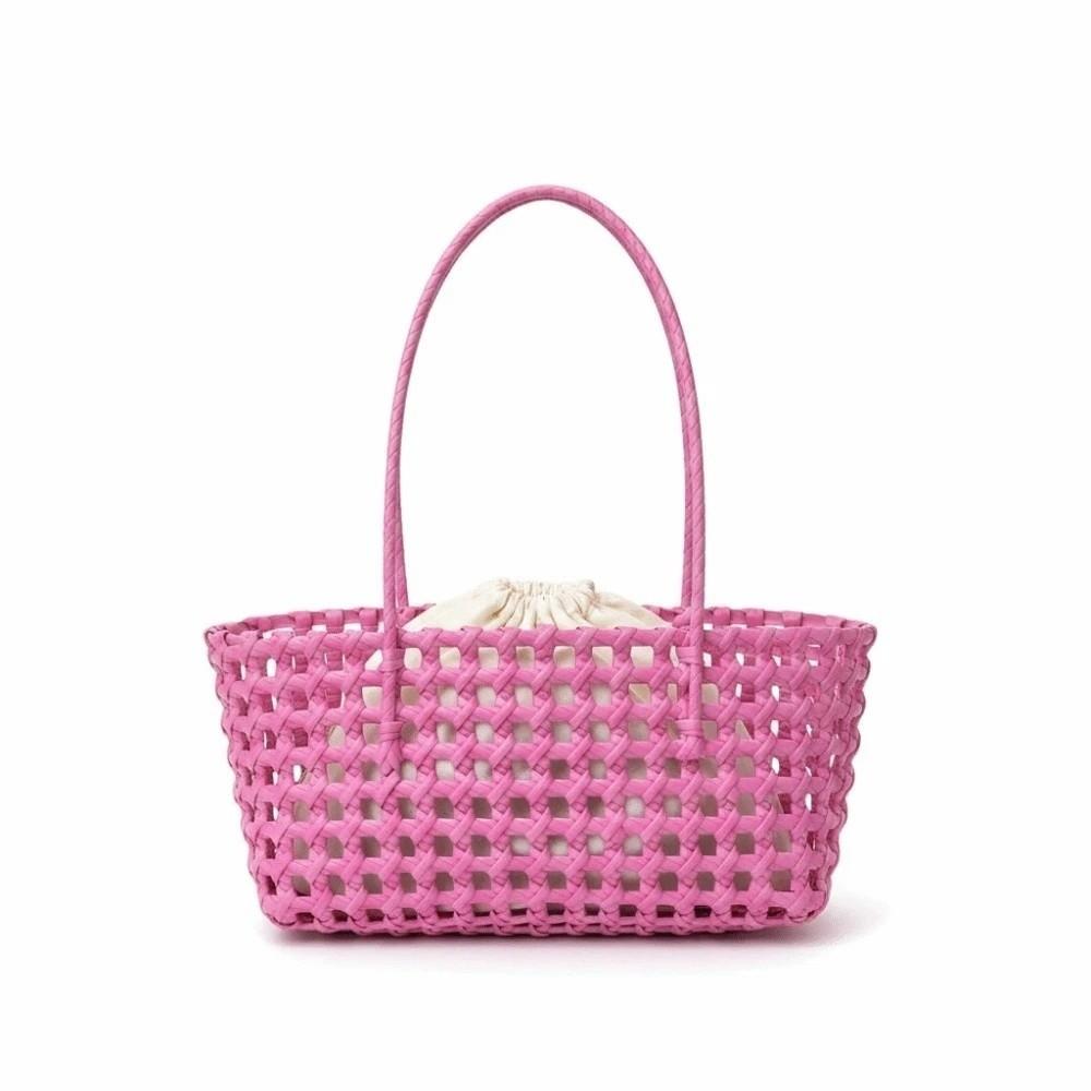 Large Capacity Hollow Out Tote Lightweight Handmade Handbag Woven Basket Bag  Poolside Picnic