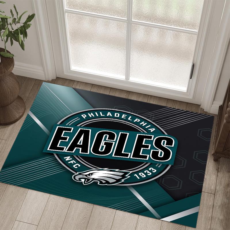 Philadelphia Eagles Design Kristall-Samt-Teppich Gemütlich Nicht?Rutschfester Teppich mit Aufdruck für Schlafzimmer Wohnzimmer Eingang