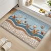 Tapis de Bain Flannel Étoile de Mer Coquillage - Tapis de Bain Antidérapant Style Côte, Peluche Douce pour Cuisine Salle de Bain Entrée Baignoire, Décor Maison de Plage