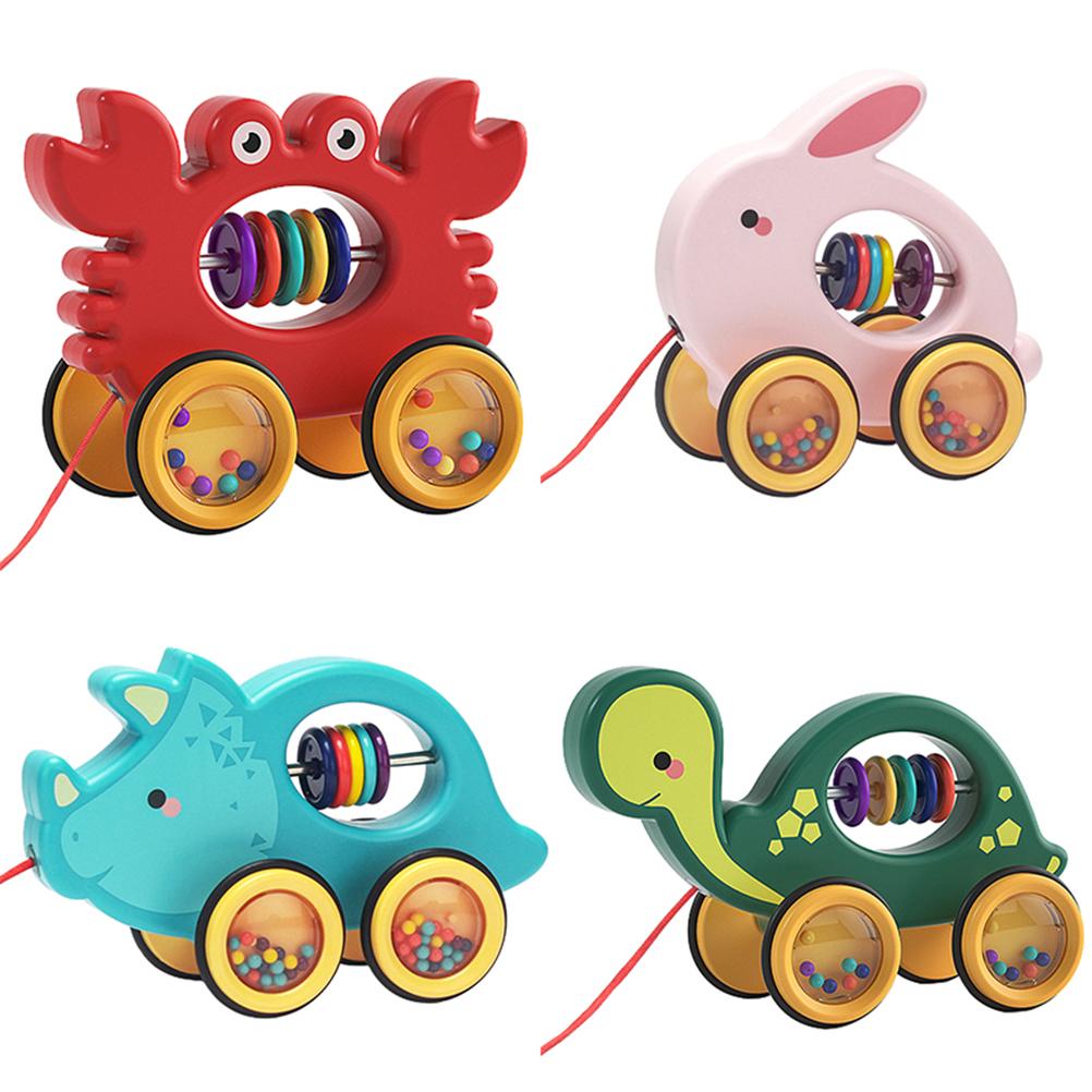 Kids Pull Along Pet Toy Cute Animal Pull Along Rolling Animal Toy Pull Toys Birthday Gift for Boys and Girls