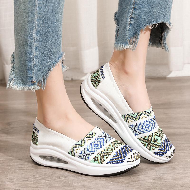 Canvas rocking shoes summer breathable casual platform shoes air cushion soft sole cloth shoes 40-womens model 6640₽