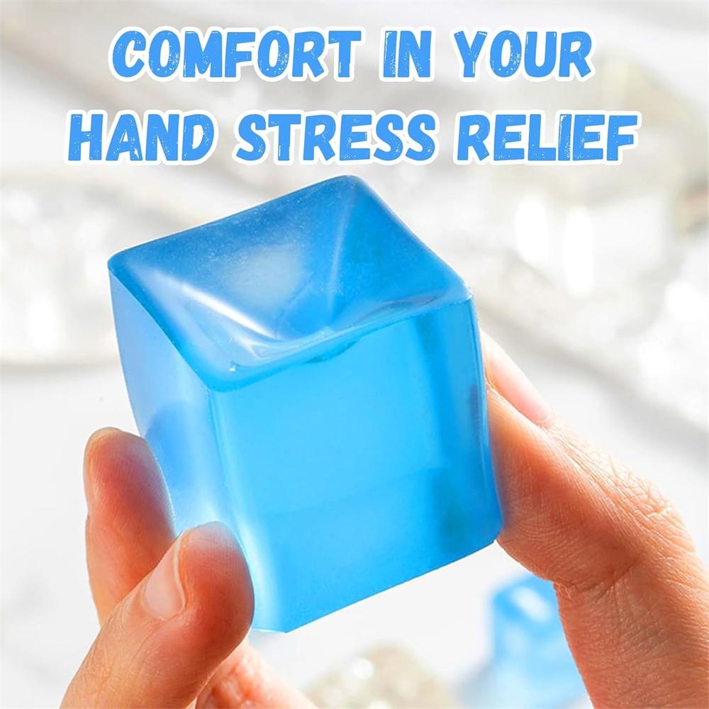

1/3/5/10 Pcs Fidgeting Plaything Small Squishy Toys Ice Block Stress Sphere Toy Kawaii Transparent Cube Square Stress Relief Squeeze Toy