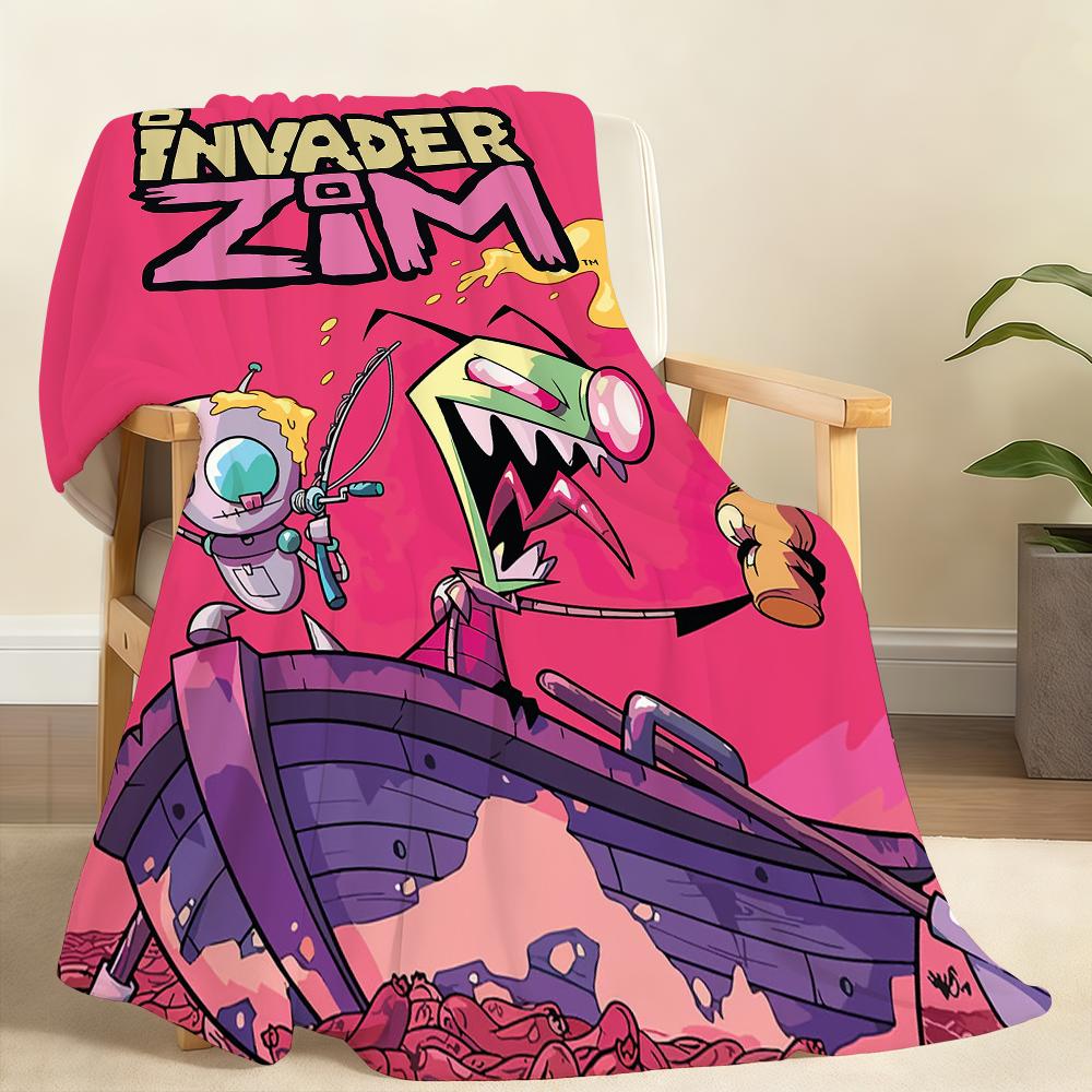 

I-Invader cute Z-zim-m Blanket Throw Super Cosy Plush Living Room Sofa Couch Childish Birthday Gifts 75cmx90cm