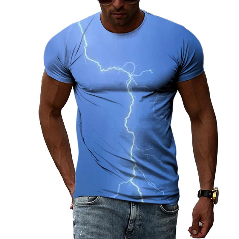Nowa moda 3D fajna błyskawica męska koszulka letnia dorywczo ciekawy wzór t-shirty z nadrukiem osobowość Trend koszulka Harajuku