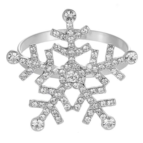 1/2/6Pcs Golden Metal Napkin Ring Faux Pearl Decor Snowflake Design Winter-themed Napkin Holders Weddings Parties Table Decor