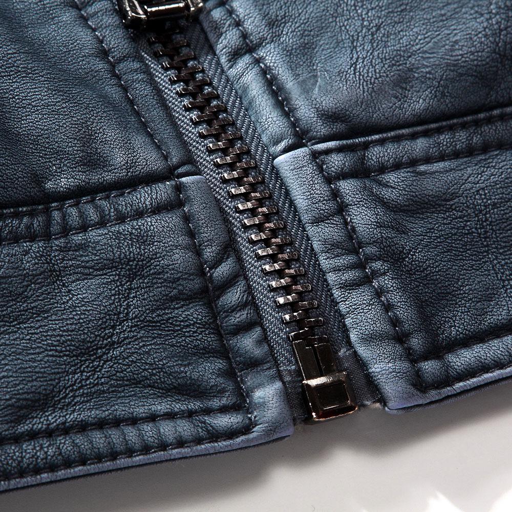 Chaqueta Retro de Cuero PU para Hombre con Forro Polar: Estilo Lavado Otoño/Invierno