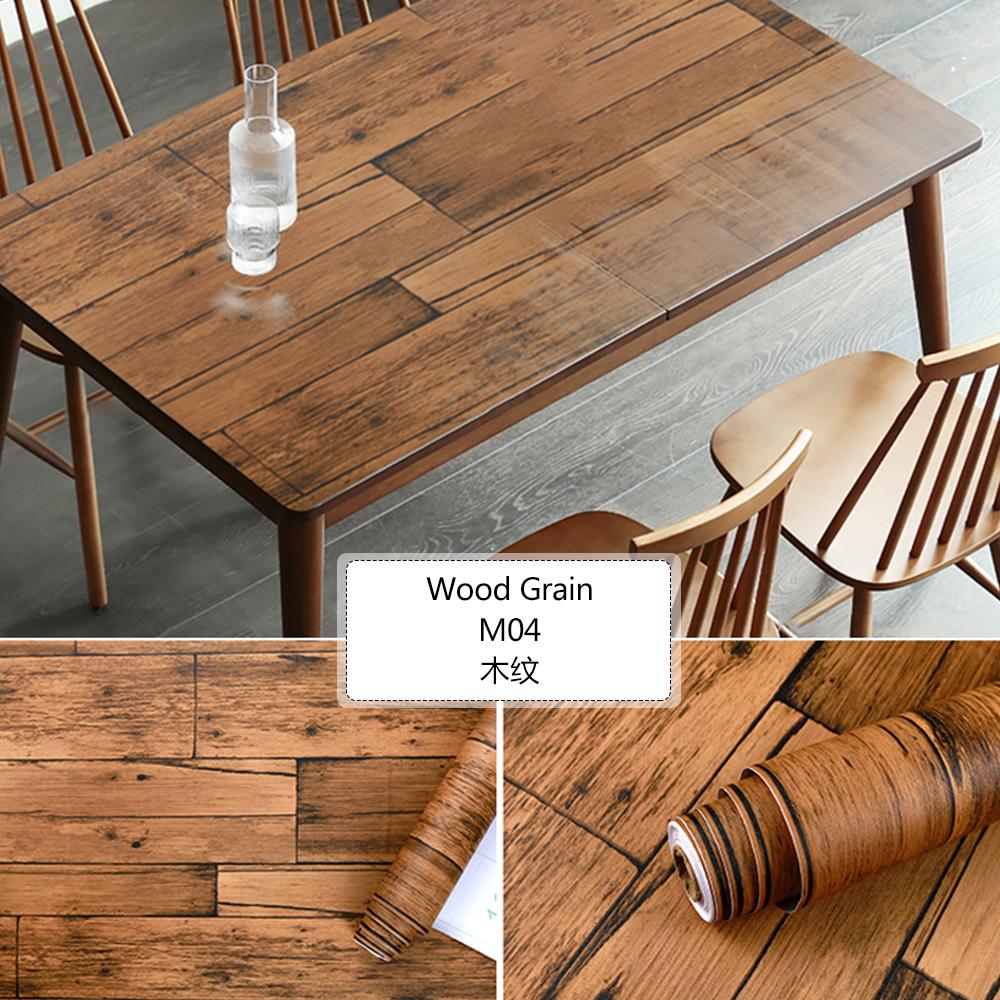 Thickened Wood Grain Self Adhesive Wallpaper Waterproof Wardrobe Tabletop Furniture Refurbished Adhesive Wallpapers 3D