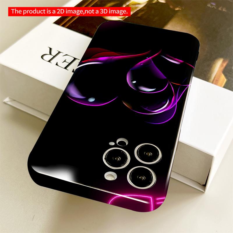 2DFlat Glowing Pink Heart Neon Design Phone Case All inclusive film hard iPhone case, compatible with iPhone 18 Pro Max 17 16 15 14 13 12 11
