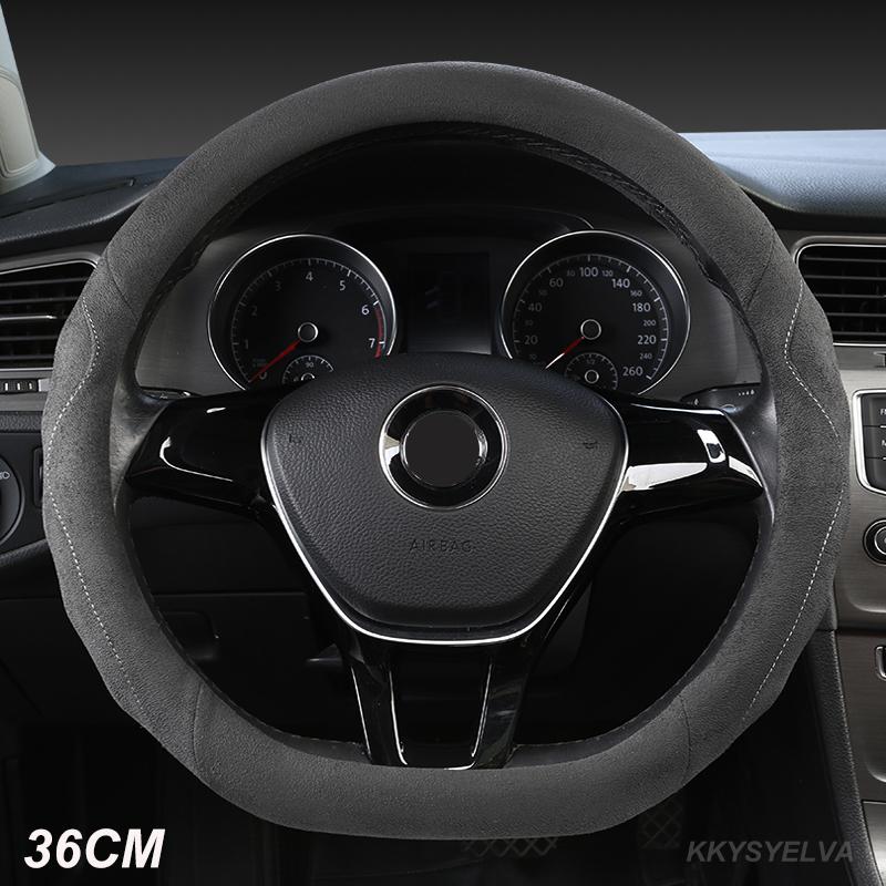 Capa de Volante de Couro de Vaca Camurçado 36cm Tamanho S para Honda Civic Ciimo Jade SUZUKI Alto NISSAN Juke Acessórios Automotivos
