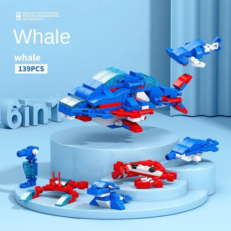 6IN1 City Engineering Car Police Truck Mech Dinosaur Building Blocks Tank Helicopter Bricks Fire Fighting Set Toys for Children