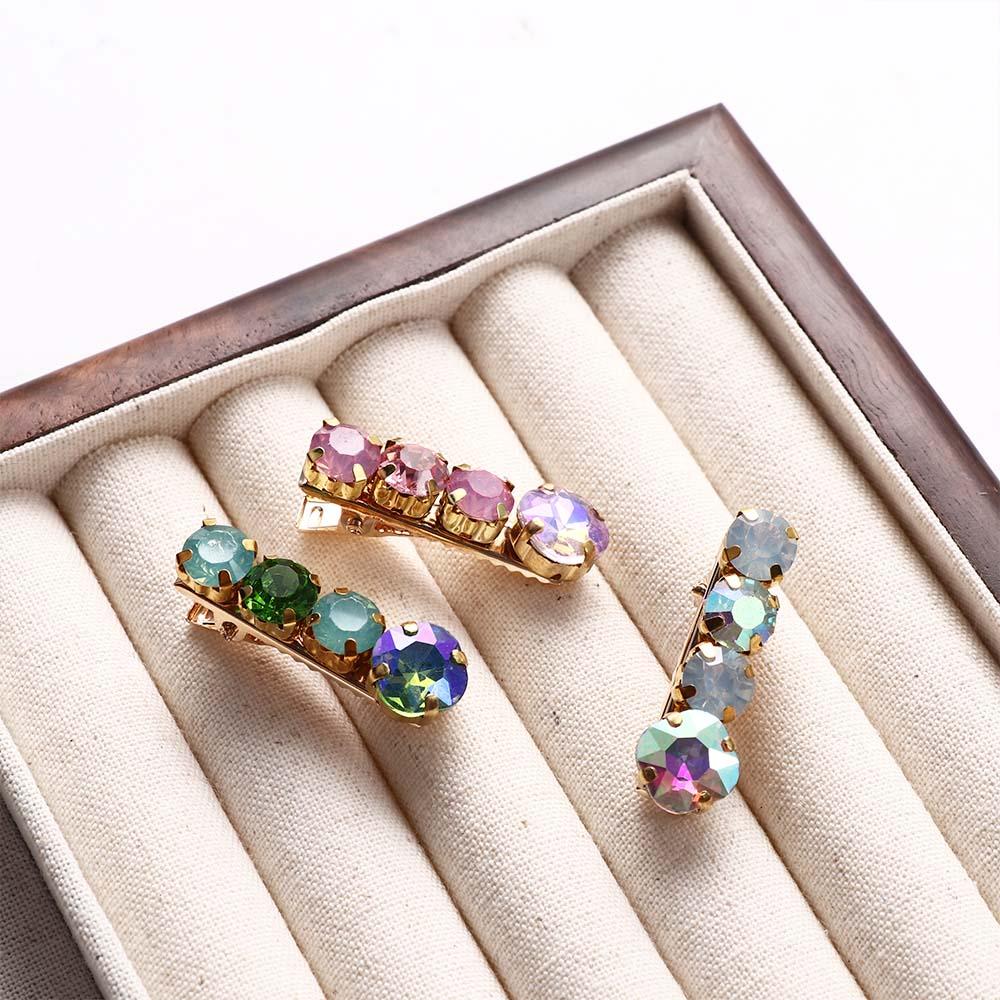 Gem Crystal Duckbill Clip Small Barrettes Korean Style Headwear Rhinestone Hairpin Beads Hair Clip Female Hair Accessories