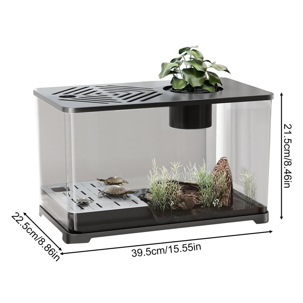 

Рыбный аквариум настольный большой аквариумный контейнер панорамный HD с зоной отдыха для черепах для водных растений гуппи креветки чёрный