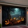 Halloween Pumpkin Horror Garage Door Banner - 94.9 inches x 83.1 inches, durable polyester fiberzyc