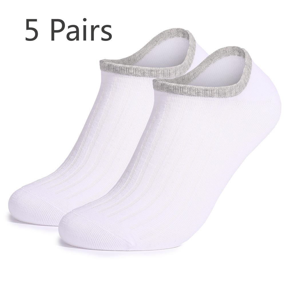 5 Pairs of Men's Spring Summer Leisure Cotton Solid Color Breathable Invisible with Short Boat Socks