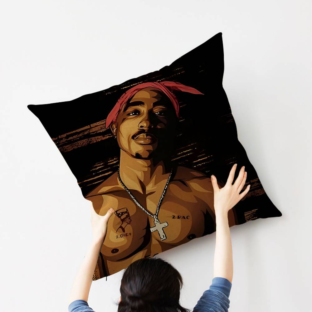 2PAC Hip-Hop Sänger Kissenbezug Auto Überwurfskissenbezug Für Sofa Auto Weihnachtsgeschenk 40x40cm 45x45cm
